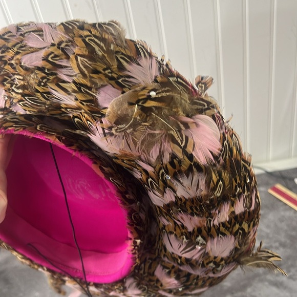 Vintage Mr. John Excello Hot Pink Feather‎ Hat 100% Wool Church Kentucky Derby main image 10